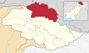 Map of Gilgit–Baltistan, with Hunza district highlighted.
