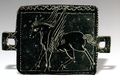 Parthian era Bronze plate with Pegasus depiction ("Pegaz" in Persian). اكتشفت في مسجد سليمان، خوزستان.