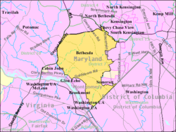 حدود Bethesda CDP من U.S. Census Bureau
