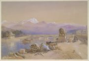 Watercolor (1863) titled, "The Ganges Canal, Roorkee, Saharanpur District (U.P.)." The canal was the brainchild of Sir Proby Cautley; construction began in 1840, and the canal was opened by Governor-General Lord Dalhousie in April 1854