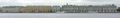 View of Hermitage Museum complex, St. Petersburg, روسيا, from across the Neva river. The Winter Palace is to the right.