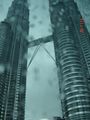 The twin towers in the rain