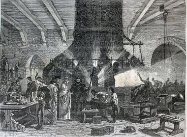 Dignitary visiting a glass factory in Murano