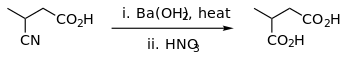 Barium hydroxide-catalyzed methylsuccinic acid preparation.svg
