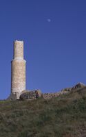 Ruined Ottoman mosque minaret in the old part of Van city