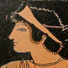 Detail of Thetis's face, with short hair