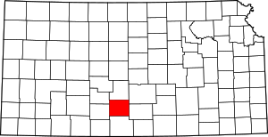 Map of Kansas highlighting Pratt County