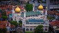 Aerial perspective of Masjid Sultan in Singapore.