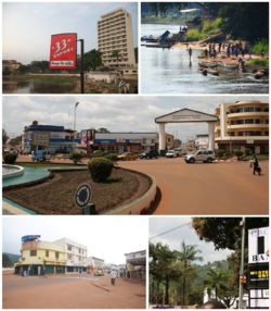 From left to right, top to bottom: * Oubangui Hotel * Shores of Bangui * Bangui Shopping District * Pedestrian crossing * View of a street
