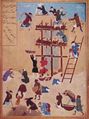 "The construction of fort Khavarnaq" by Kamāl ud-Dīn Behzād Herawī, Herat c. 1494-1495, Timurid era.