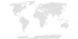 Map indicating locations of Albania and Israel