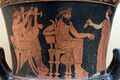 Olympian assembly, from left to right: Apollo, Zeus and Hera