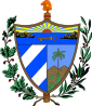 A shield in front of a fasces crowned by the Phrygian Cap, all supported by an oak branch and a laurel wreath