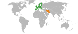 Map indicating locations of European Union and Iran