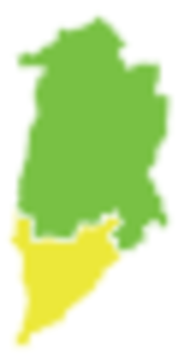 موقع منطقة فيق (باللون الأصفر) في محافظة القنيطرة