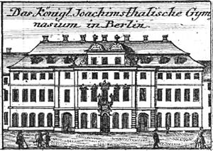 Black and white picture of a large school building