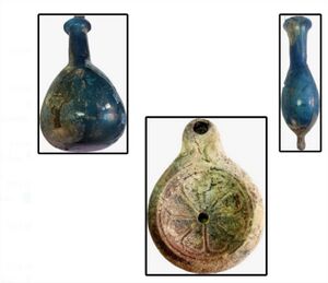 قوارير زجاجية رومانية اكتشفت في أم الرخم