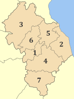 بلديات لاريسا: 1. لاريسا 2. أگياس 3. إلاسونا 4. كيللر 5. تمبون 6. تيرناڤوس 7. فارسالون