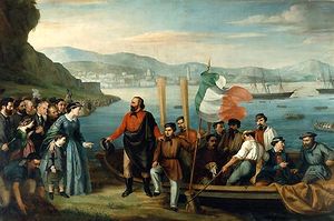 Giuseppe Garibaldi, while leaving from Quarto with his soldiers