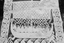Stora Hammars I picture stone, showing a longship with rudder
