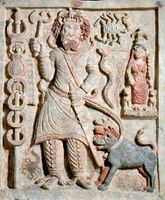 Syncretic Parthian relief carving of Nergal-Heracles from Hatra in Iraq, dating to the first or second century AD[65]
