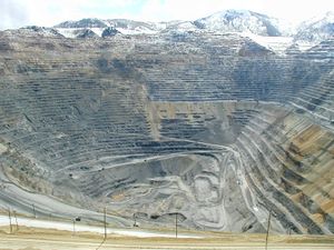 a more than two-mile wide canyon of terraced mountains