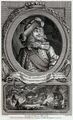 Gravure représentant Tourville au-dessus des navires français en feu à l'issue de la bataille de la Hougue.