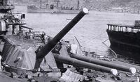 The Japanese battleship Yamato under construction