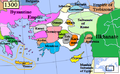 Ottoman emirate in 1300, labeled 'Osman'