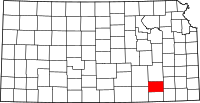 Map of Kansas highlighting إلك