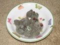 A bowl of moldy strawberries after being left in a room for several days.