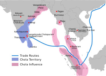 Map showing the extent of the Chola empire 1030ح. 1030