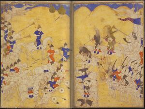 Battle between Timur and Toqtamish Khan, 1420-1440, possibly Herat. Topkapi H.2153.jpg