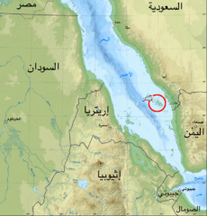 خريطة توضح موقع أرخبيل جزر فرسان.