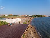 The beach in Kokshetau on a sunny day