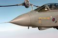 A Tornado GR4 refueling from the drogue of an RAF VC10 tanker over Iraq