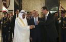 الملك عبد الله، والرئيس بشار الأسد، في القمة الثلاثية مع ميشيل سليمان في بيروت، يوليو، 2010.