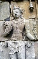 Padmapani holding a lotus. 8th–9th century Sailendran art, Plaosan temple, Java, Indonesia.