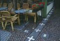 Café in Baarle-Nassau, showing border between Belgium and the Netherlands