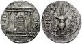 Bar Kokhba tetradrachm showing the Jerusalem Temple façade 132–135 CE