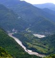A bend in the Ganges river, Garhwal hills, Uttarakhand.