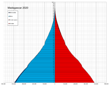 Madagascar single age population pyramid 2020.png