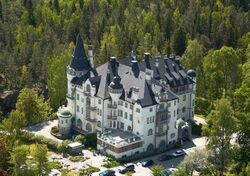 Aerial photograph of Imatran Valtionhotelli ("Imatra State Hotel") in Imatra