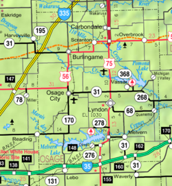 KDOT map of Osage County (legend)