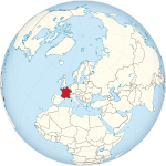 Map showing France in an orthographic projection