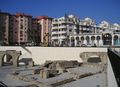 Recently excavated Roman aqueduct and baths in the town centre