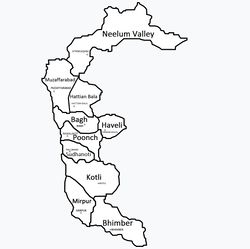 خريطة أزاد كشمير وأضلاعها العشرة.