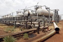 Mayom oil processing facility at an oilfield in Unity State April 22, 2012.