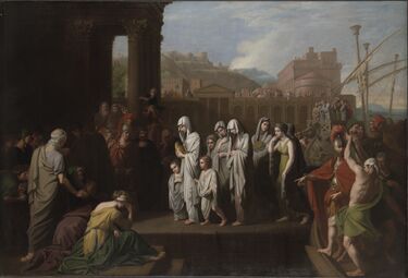 بنجامين وست: أگريپينا تهبط في برونديزيوم مع رماد جرمانيكوس، 1768