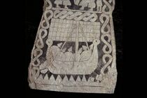 GP 280 När Smiss I picture stone, showing a longship with rudder